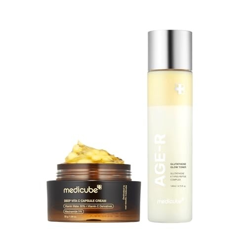 image:imagemedicube All Over Glow Skin Duo Deep Vitamin C Golden Capsule Face Moisturizer and AgeR Glutathione Glow Milky Toner