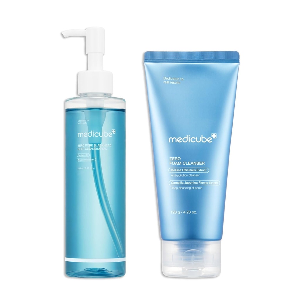 image:imagemedicube Double Cleansing Duo for Flawless Glass Skin Zero Pore Blackhead Cleansing Oil and Zero Foam Cleanser Skin Care Set