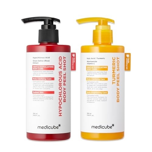 image:imagemedicube Dual Body Peel Shot Duo Hypochlorous Acid and Turmeric Body Peel Shot for Gentle Exfoliation for Dead Skin Cells Rough Patches and Visible Concerns Brightening amp Calming Skincare Set