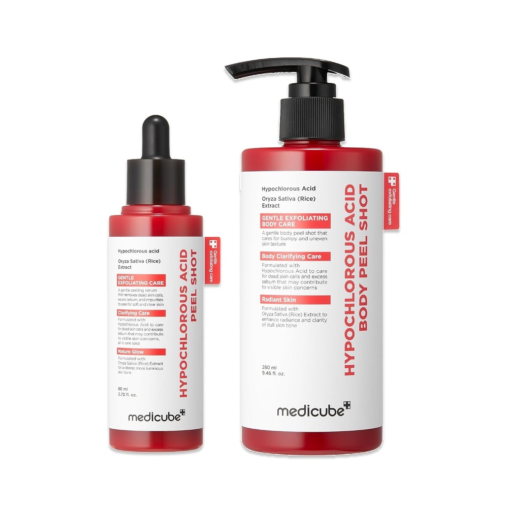 image:imagemedicube Hypochlorous Acid Peel Shot Duo for Face amp Body Hypochlorous Acid Facial amp Body Peel Shot Exfoliating Serum Set with Rice Extract Panthenol Hydrating Calming amp Texture Refining Care