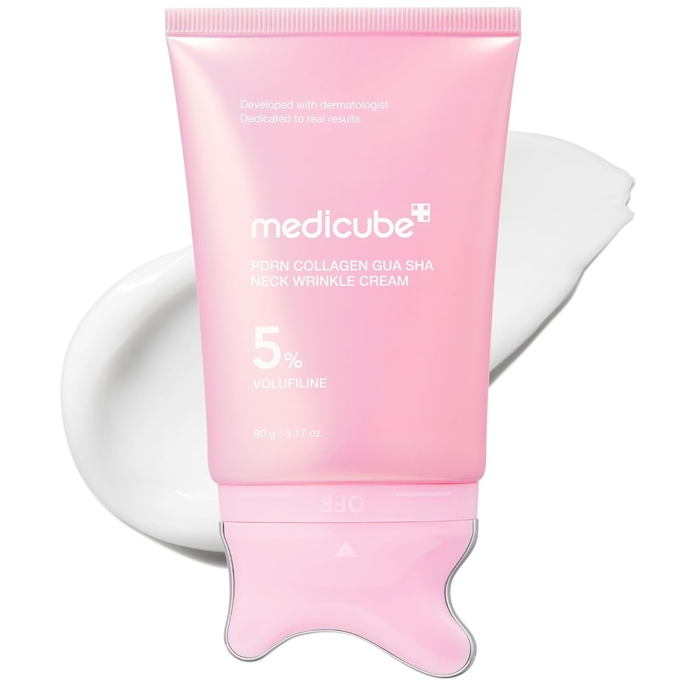 image:imagemedicube PDRN Collagen Gua Sha Neck Wrinkle Cream Firming Contour Care BuiltIn Gua Sha Massager with Volufiline 5 For the Look of Fine Lines Jawline Neck Dcollet Korean Skincare 317 oz