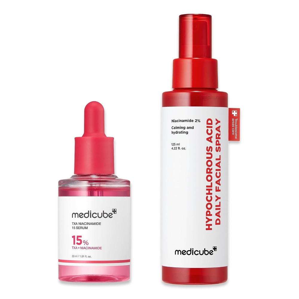image:imagemedicube Red Power Duo for After Spot Care Use TXANiacinamide 15 Glow Facial Serum and Power Soothing Spray