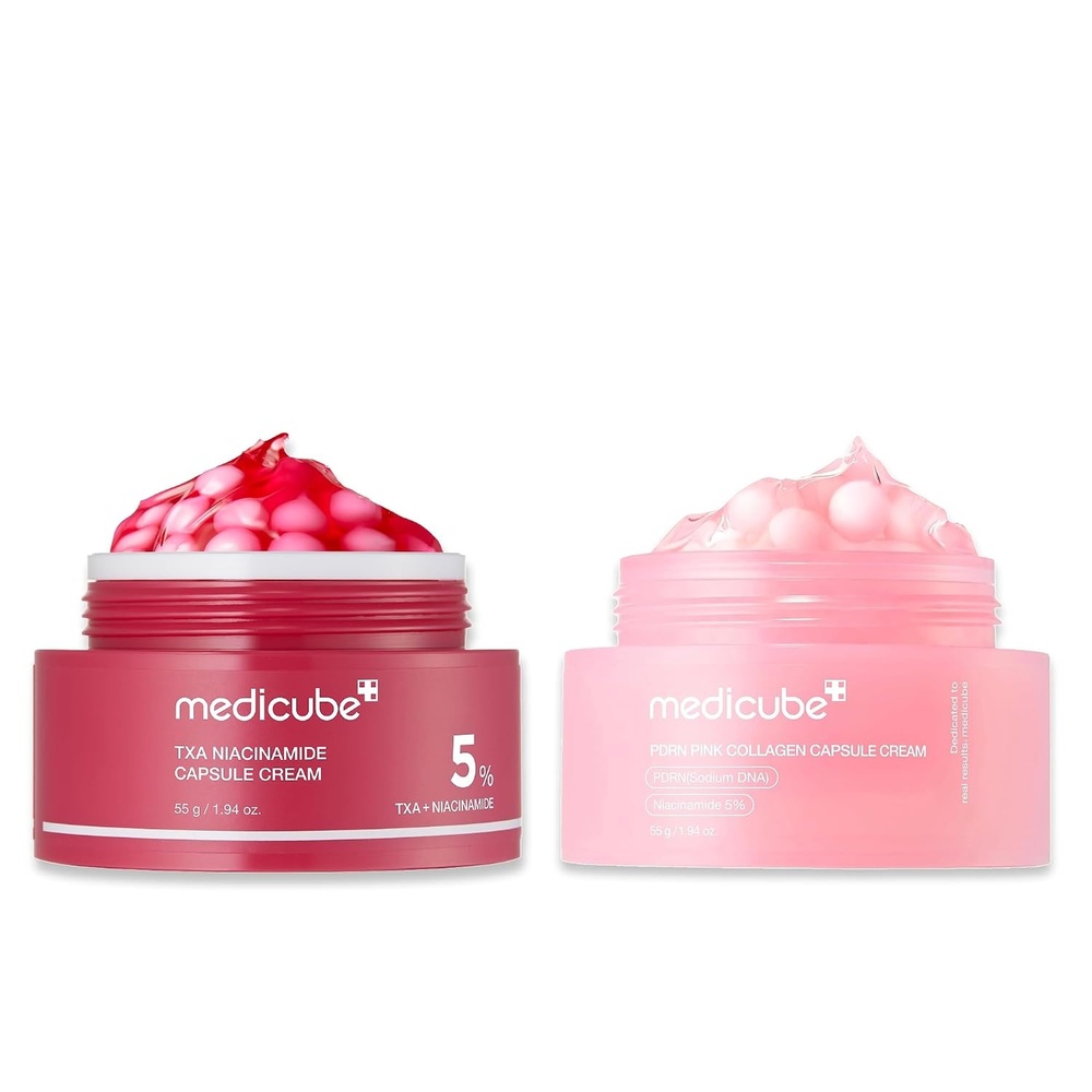image:imagemedicube Trending Ingredients Capsule Duo TXA Niacinamide and Salmon DNA PDRN Capsule Cream for Clear Firm and Hydrated Skin Customizavble Daily Mositurizer For All Skin Types
