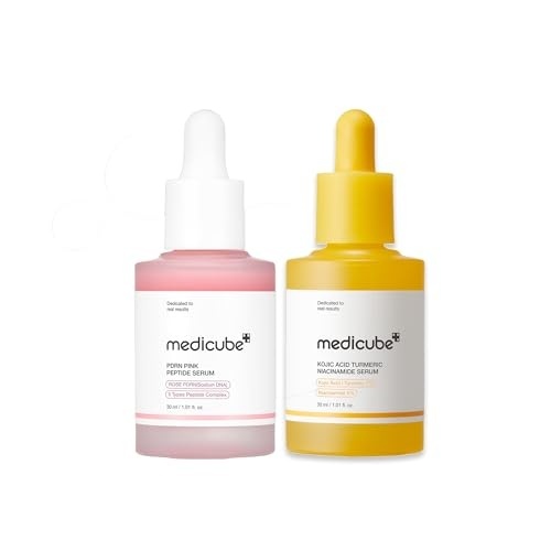 image:imagemedicube Viral Serum Duo for Clear and Plump Skin Kojic Acid Turmeric and PDRN Rose Pink Serum for Radiant Glow and Uneven Skin Tone amp Texture Care Giftable Skincare Set