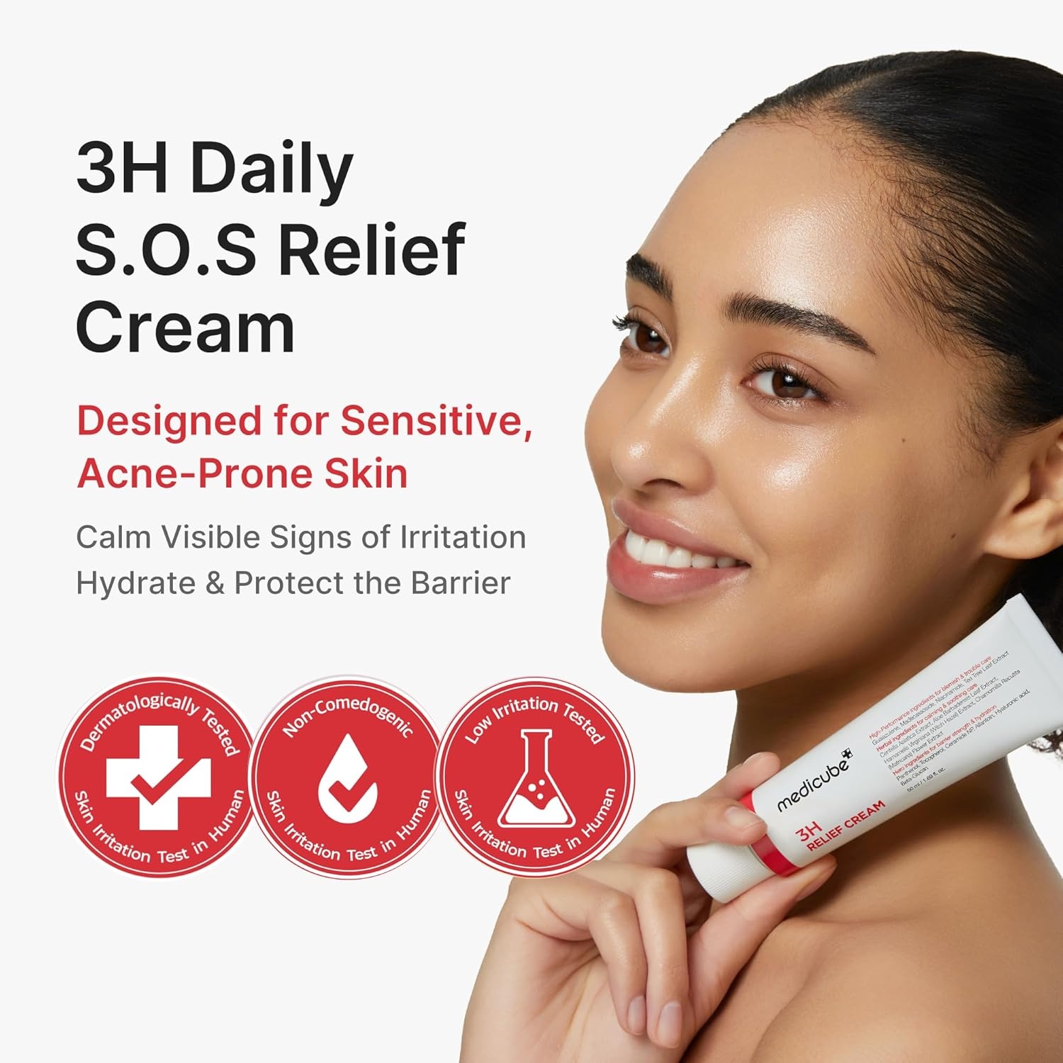 image:imagemedicube 3H Daily Relief Cream for All Skin Types amp After Spot Care Lightweight Comforting amp Soothing Moisturizer Guaiazulene Centella Ceramide for Balance and Hydration Korean Skincare
