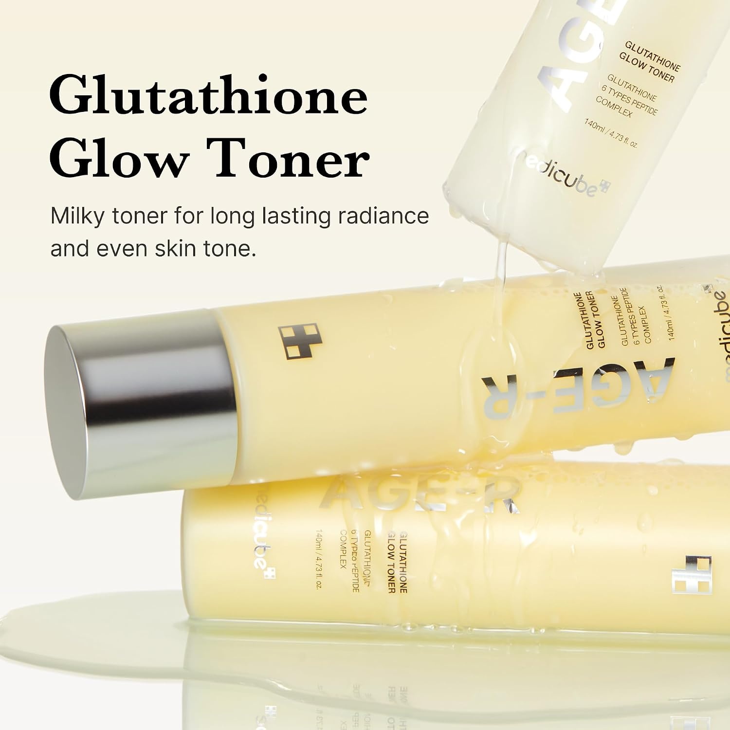 image:imagemedicube AgeR Glutathione Glow Milky Toner LowIrritation Double Layer Toner for Glass Glow Skin with Peptide Radiance Hydration Care Korean Skincare