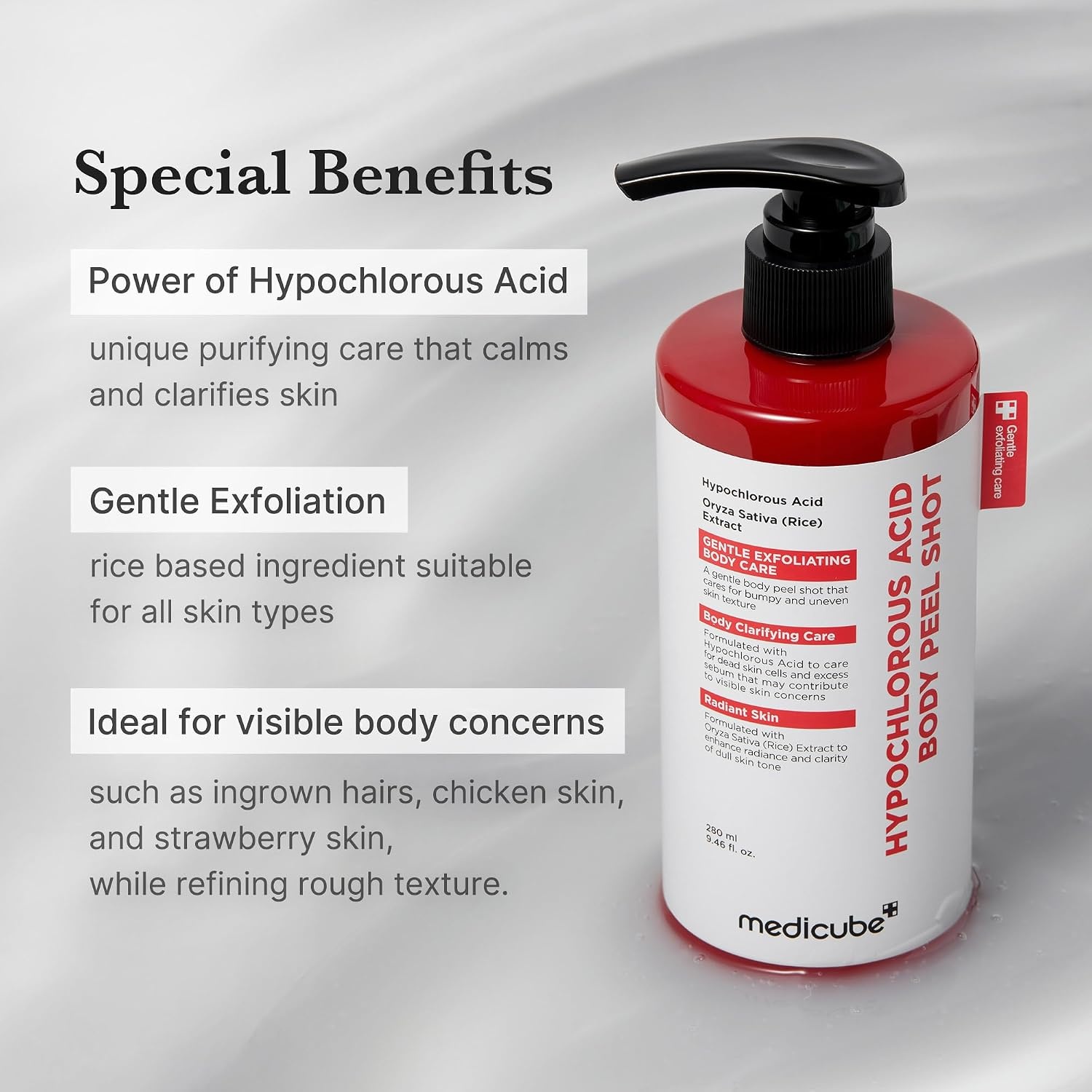 image:imagemedicube Body Peel Shot with Hypochlorous Acid Gentle Body Exfoliating for Dead Skin Cells amp Uneven Texture Rice Extract Panthenol for Hydrating amp Smoothing 946 floz946 Fl Oz Pack of 1