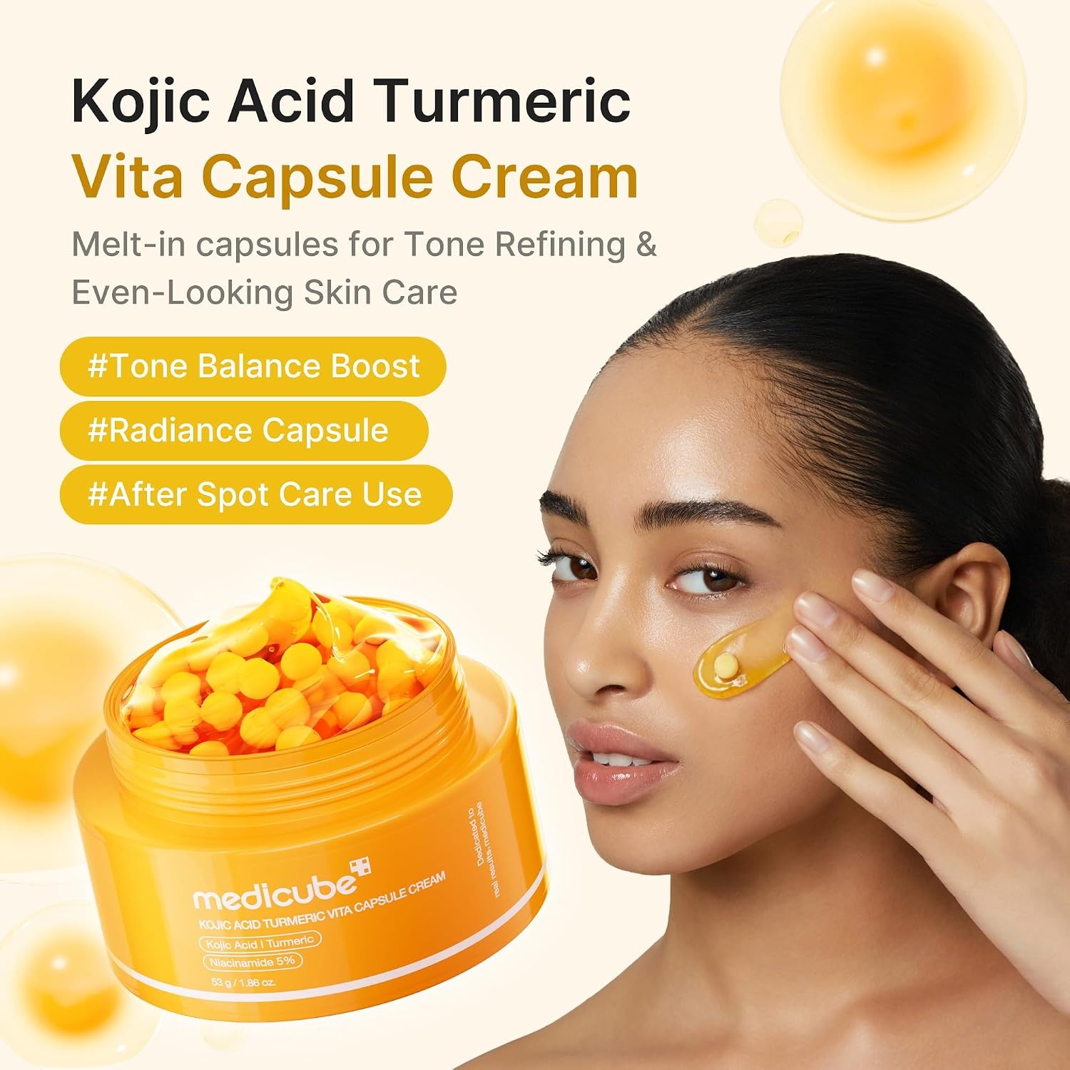 image:imagemedicube Capsule Cream with TXA Niacinamide Dual Radiance Moisturizer Ideal for Use After Spot Care Uneven Skin Tone amp Texture amp Hydration 99 Pure Tranexamic Acid Korean Skincare 194 ozKojic Acid Turmeric