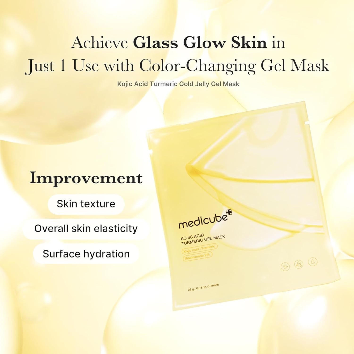 image:imagemedicube ColorChanging Jelly Mask Set For Uneven Skin Tone amp Radiant Glow Salmon DNA PDRN pink collagen jelly gel mask 4ea and Kojic Acid Turmeric Brightening Gold Jelly Gel Mask 4ea