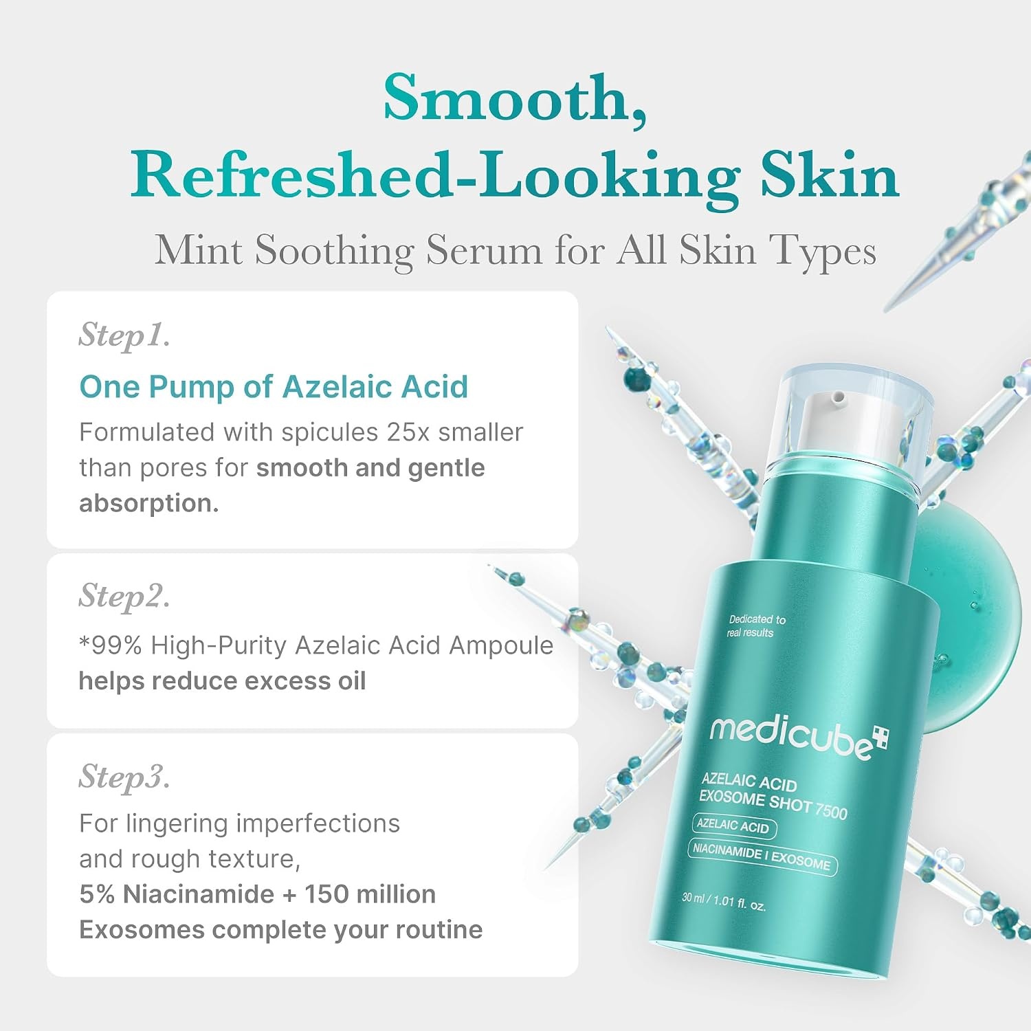 image:imagemedicube Exosome Shot Azelaic Acid 7500 PPM Spicule Facial Serum Ideal for Use After Spot Care amp Smoothing with Azelaic Acid Niacinamide Korean Skincare 101 floz101 Fl Oz Pack of 1