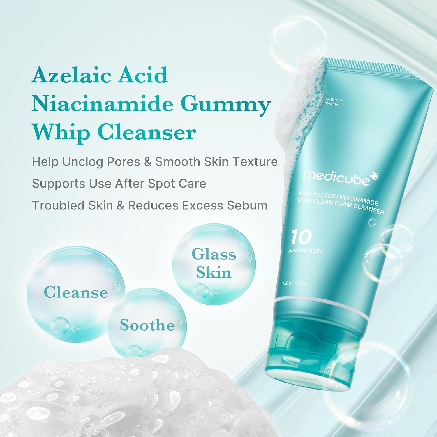 image:imagemedicube Facial Cleanser Zero Foam Cleanser for Pore amp Excess Oil Care Daily Gentle Cleansing Foam Excess Sebum Control Hydration Pore Minimization Korean Skincare Sensitive Skin 423 oz423 Fl Oz Pack of 1