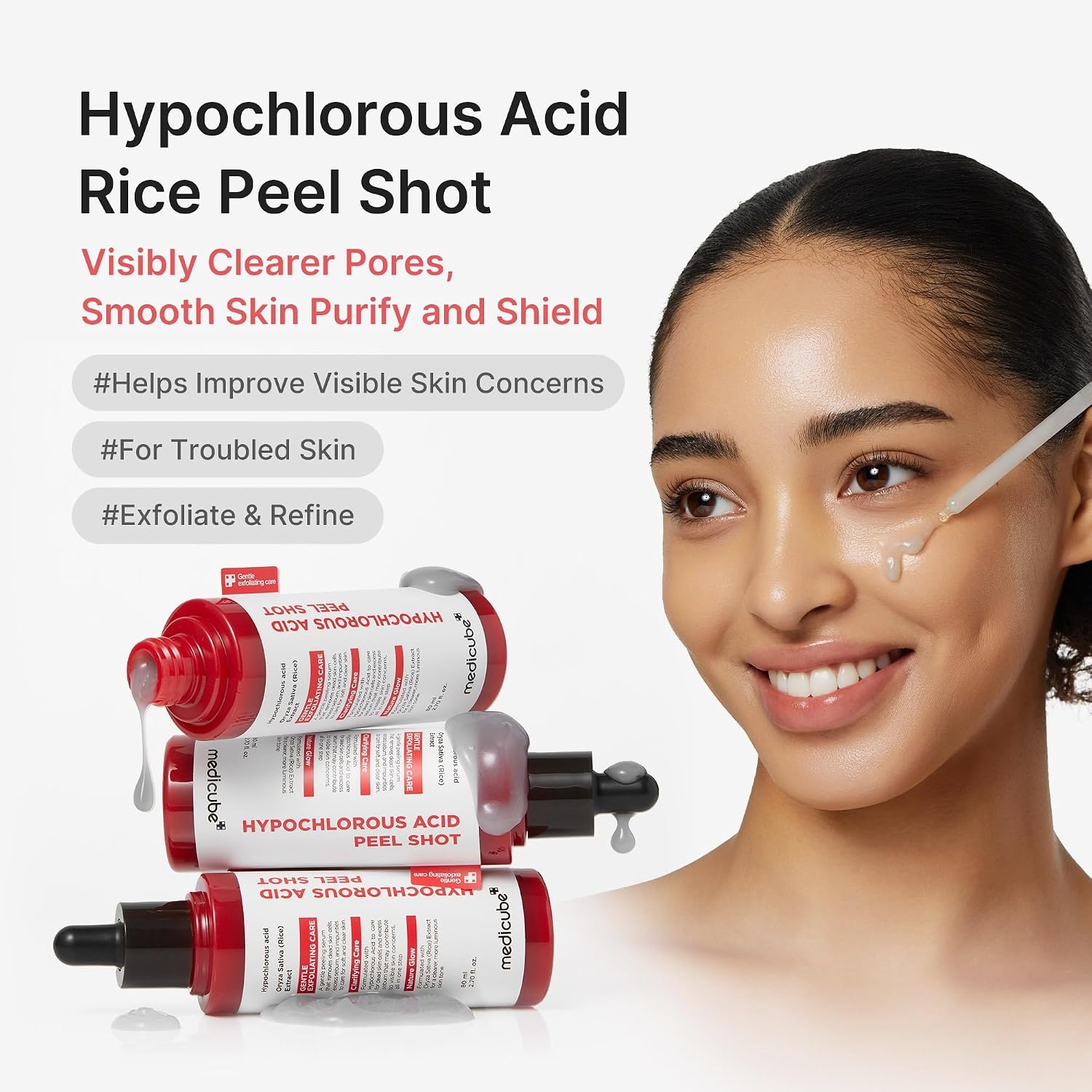 image:imagemedicube Hypochlorous Acid Peel Shot Duo for Face amp Body Hypochlorous Acid Facial amp Body Peel Shot Exfoliating Serum Set with Rice Extract Panthenol Hydrating Calming amp Texture Refining Care