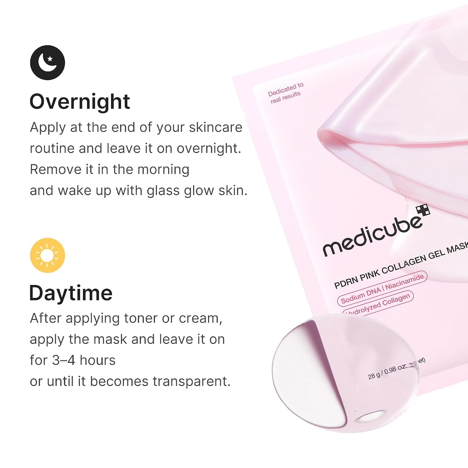 image:imagemedicube Jelly Gel Mask with Salmon DNA PDRN Pink Collagen Overnight Face Mask for Glass Glow Skin Elasticity Hydrating Firming and Moisturizing Korean Skincare 28g x 4eaPDRN