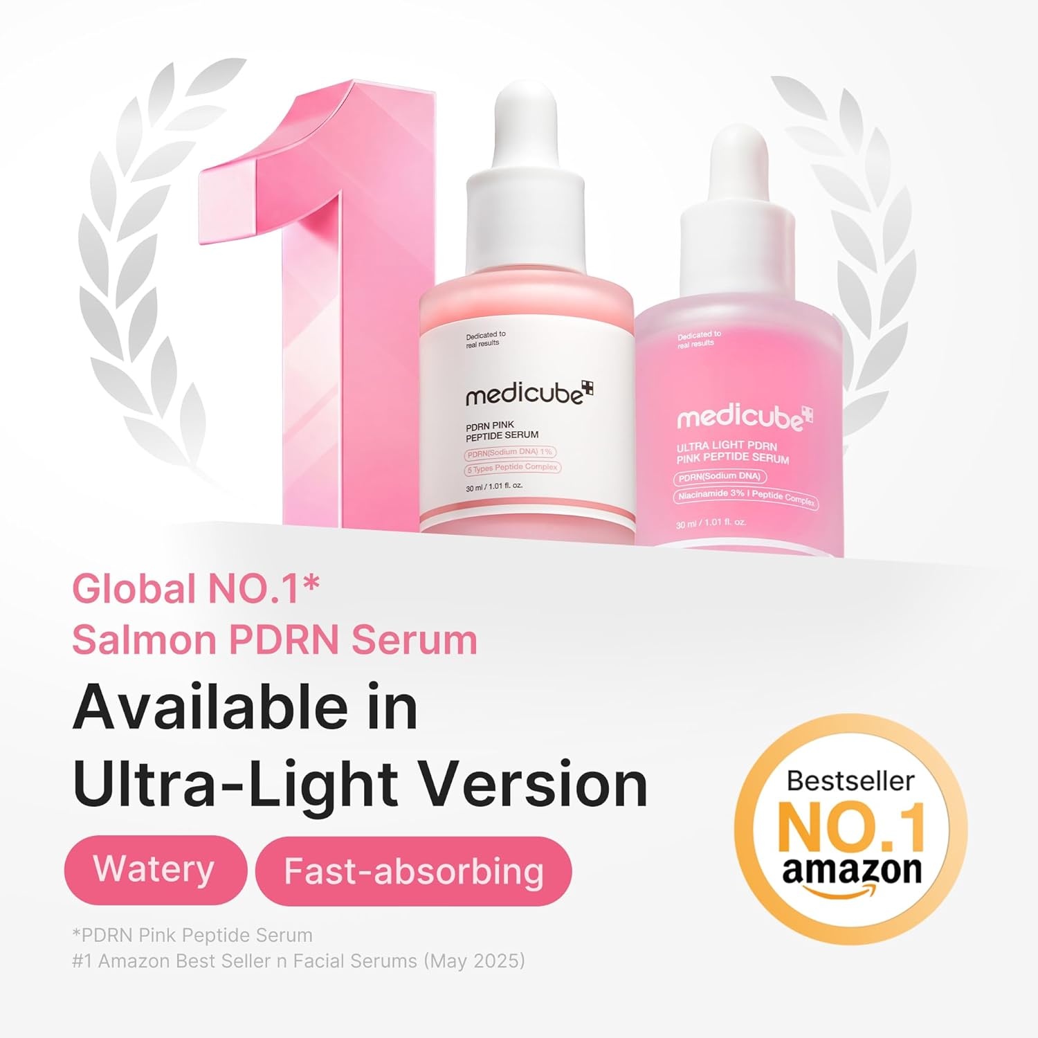 image:imagemedicube PDRN Pink Peptide Serum with Salmon DNA Pink Glow Serum with Peptides amp Niacinamide for Hydration amp FirmLooking Skin Uneven Tone Care Korean Skincare 101 fl OzUltra Light PDRN