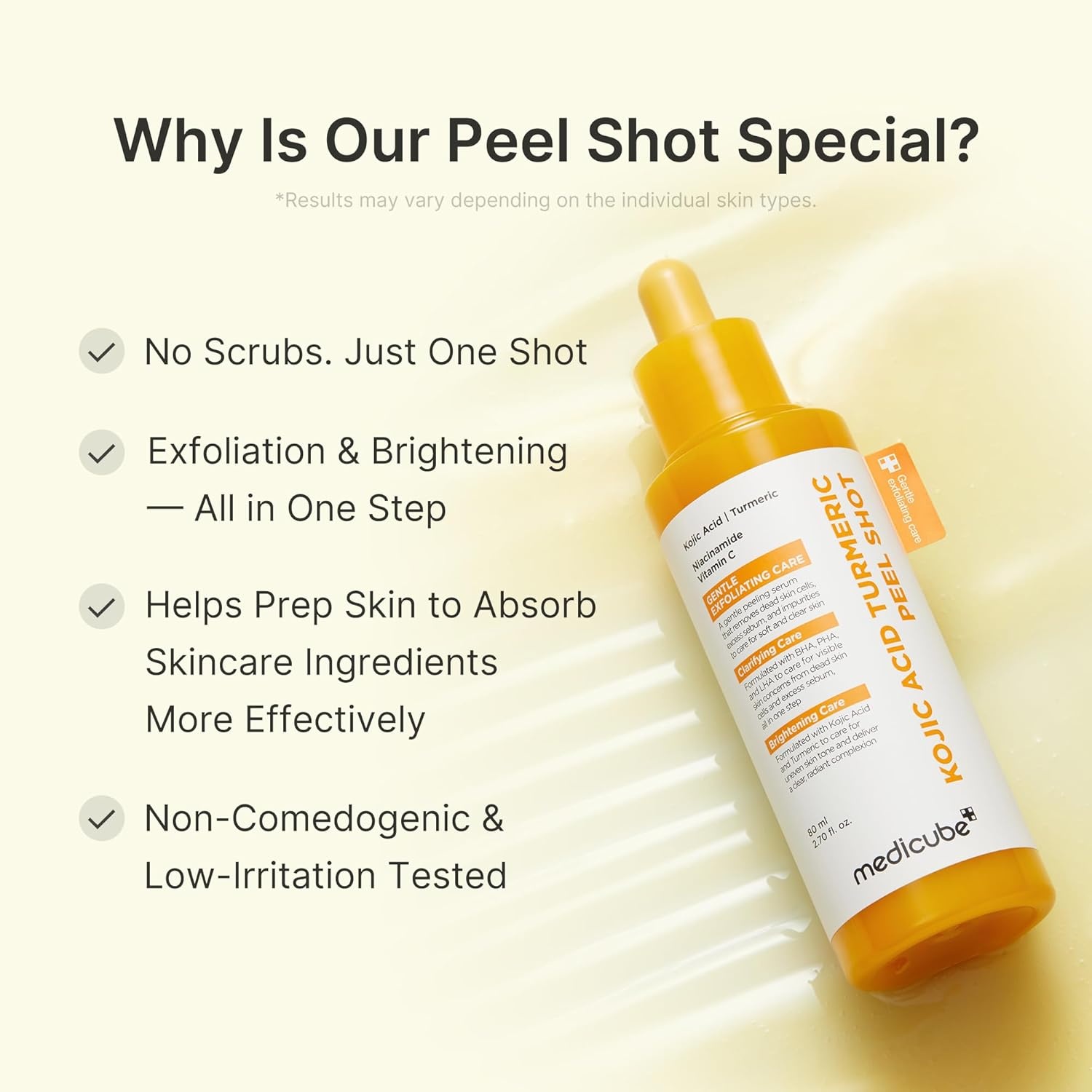image:imagemedicube Peel Shot with Hypochlorous Acid for Pores amp Blackheads Gentle Exfoliating Serum for Dead Skin Cells amp Excess Sebum Rice Extract Panthenol for Hydrating amp Smoothing 27 flozKojic Acid