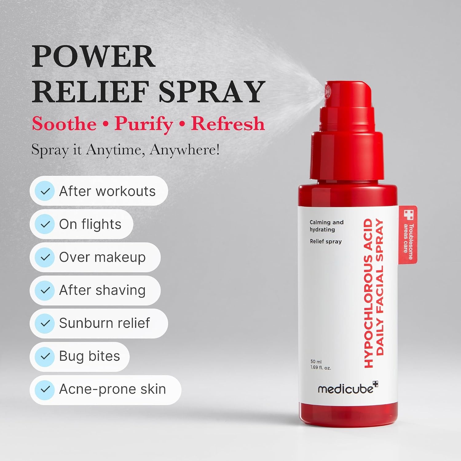 image:imagemedicube Power Soothing Spray with Hypochlorous Acid 422 floz HOCI Facial Mist for Soothing amp Calming All Skin Types Daily Skin Solution amp PostSun Care Korean Skincare 422 floz50 ml