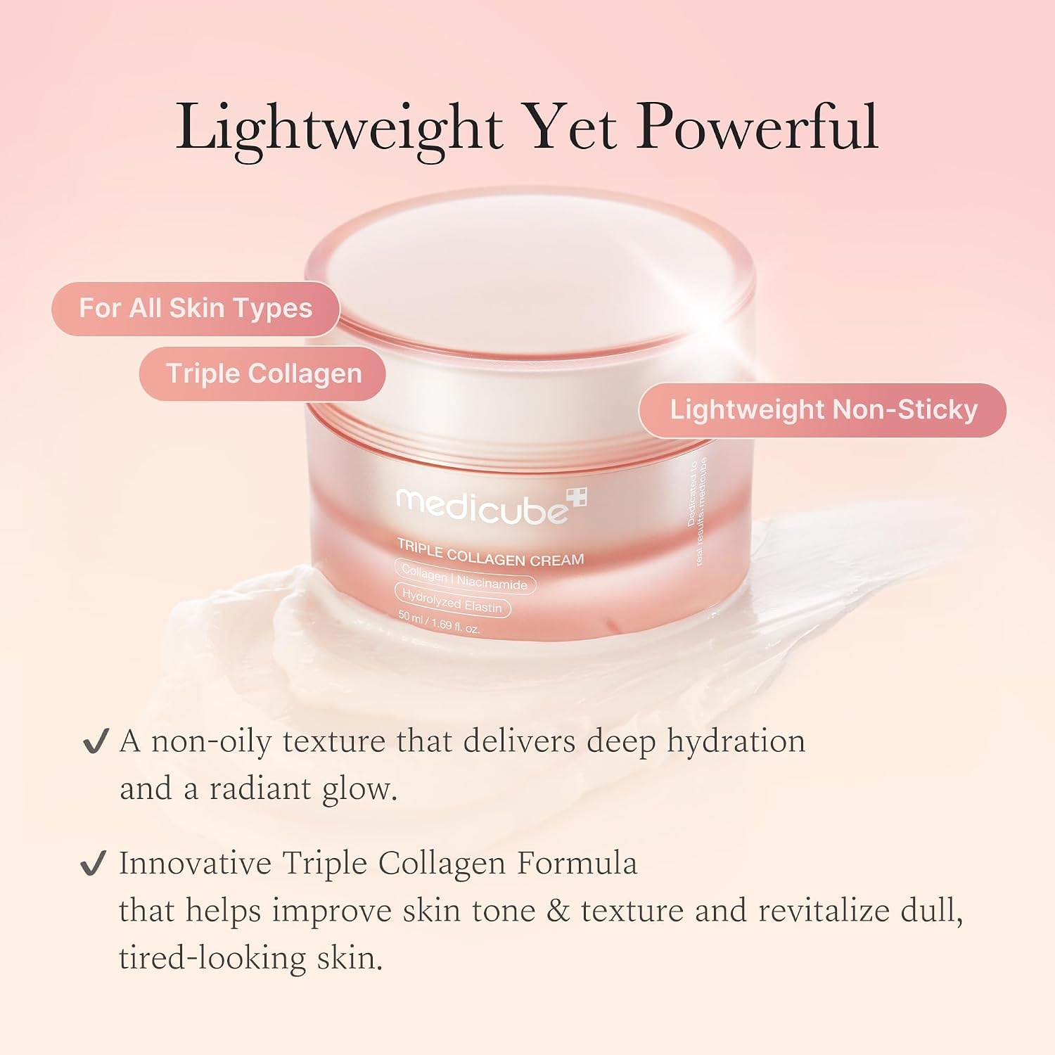 image:imagemedicube Triple Collagen Cream Hydrating amp Firming Moisturizer with Hyaluronic Acid Premium Elastin Shea Butter Wrinkle Care amp Boosts Elasticity Korean Skincare 169 oz169 Fl Oz Pack of 1