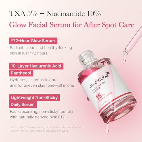 image:imagemedicube Ultimate Clear Glass Skin Serum Duo TXA Niacinamide 15 Glow Facial Serum and PDRN Pink Peptide Serum for Uneven Skin Tone and Texture Korean Skincare Gifts for Women
