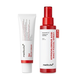 medicube Calming & Barrier Comfort Duo: 3H Daily Relief Cream and Hypochlorous Acid Power Soothing Spray | Daily Soothing & Post-Care Hydration Routine