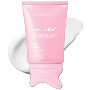 medicube PDRN Collagen Gua Sha Neck Wrinkle Cream – Firming, Contour Care | Built-In Gua Sha Massager with Volufiline 5% – For the Look of Fine Lines, Jawline, Neck, Décolleté, Korean Skincare, 3.17 oz