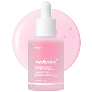 medicube PDRN Pink Peptide Serum with Salmon DNA | Pink Glow Serum with Peptides & Niacinamide for Hydration & Firm-Looking Skin | Uneven Tone Care | Korean Skincare, 1.01 fl. Oz(Ultra Light PDRN)