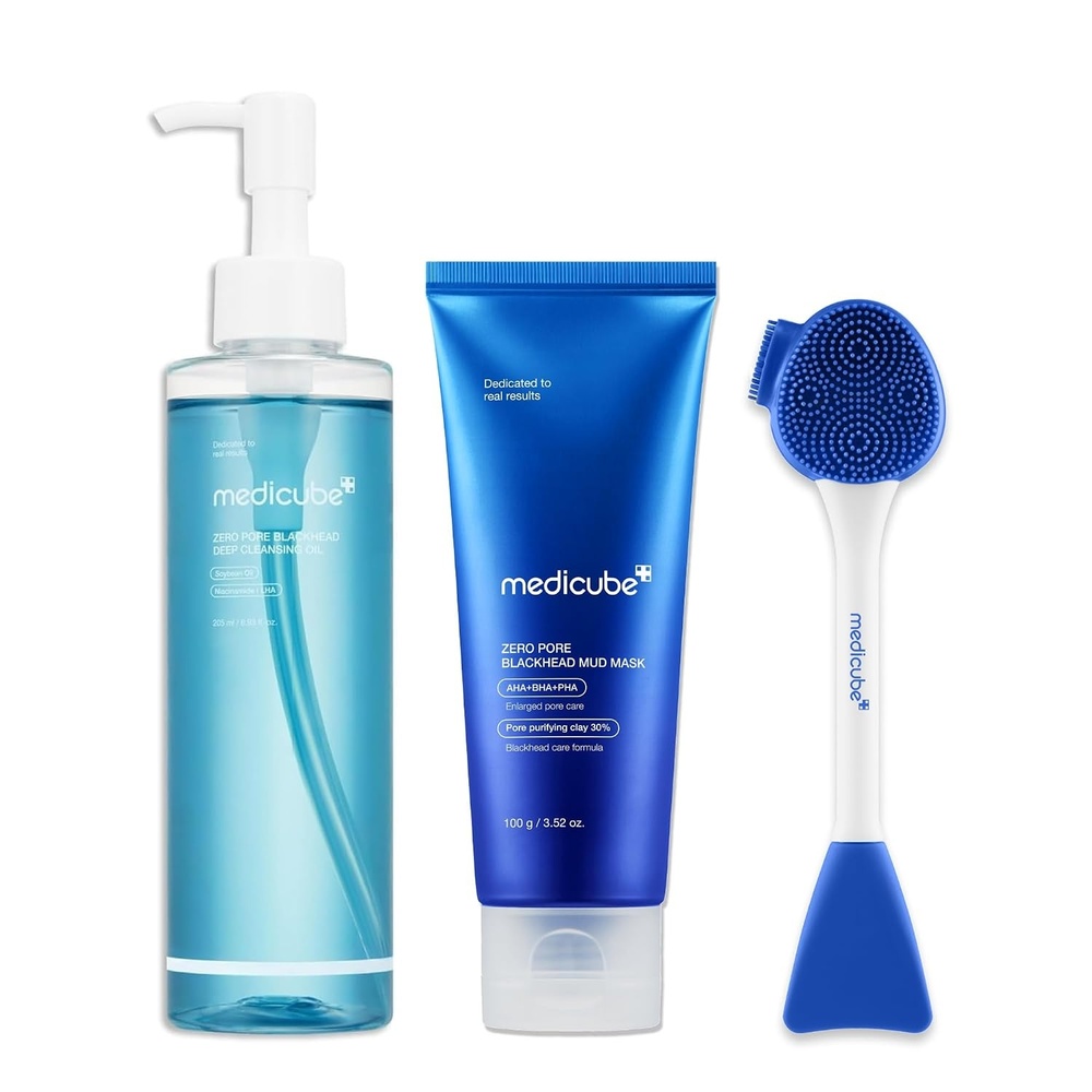 image:imagemedicube 3Step Zero Pore Care Trio Zero Pore Blackhead Cleansing Oil Zero Pore Mud Mask and Multi Pore Brush amp Mask Applicator AllinOne Blackhead amp Excess Sebum Facial Care Routine