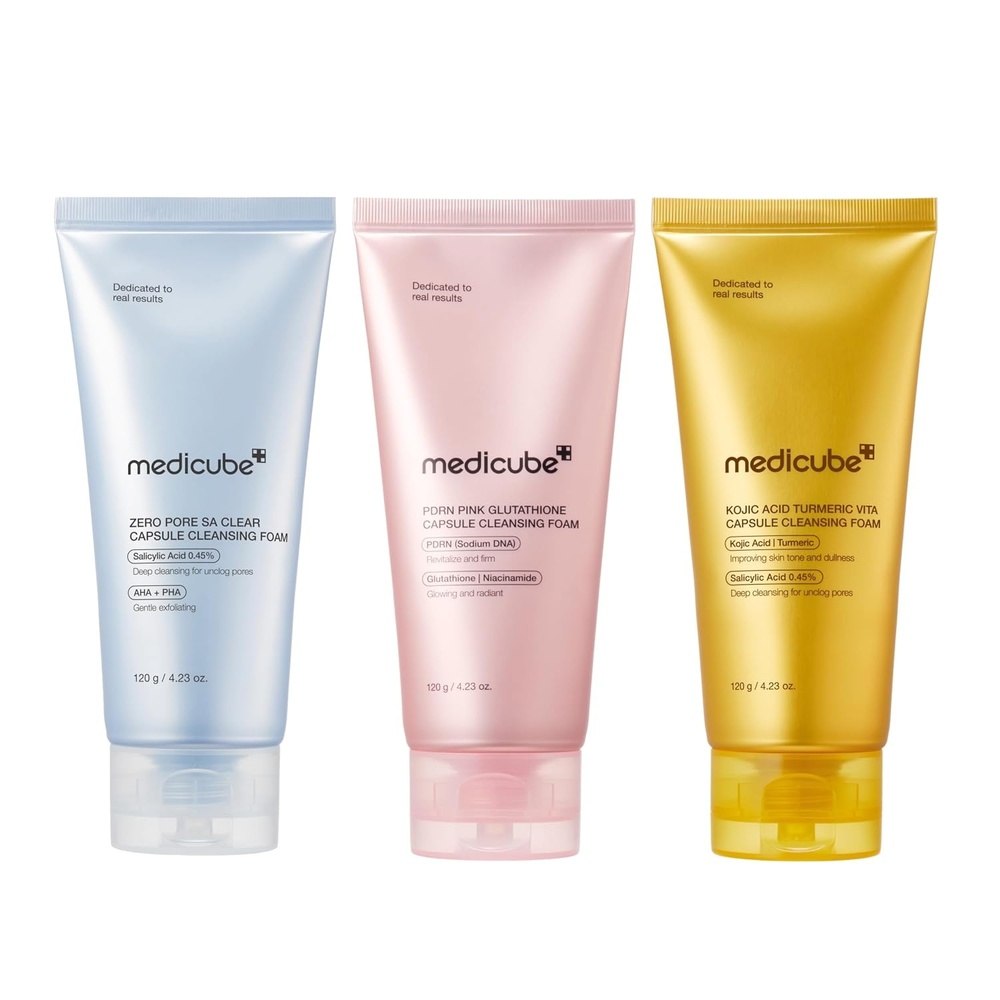 image:imagemedicube Capsule Foam Cleanser Trio Zero Pore Kojic Acid Turmeric PDRN Capsule Foam Cleanser Korean Facial Cleansing Set for Pore Care Uneven Skin Tone amp Hydrating Daily Cleansing