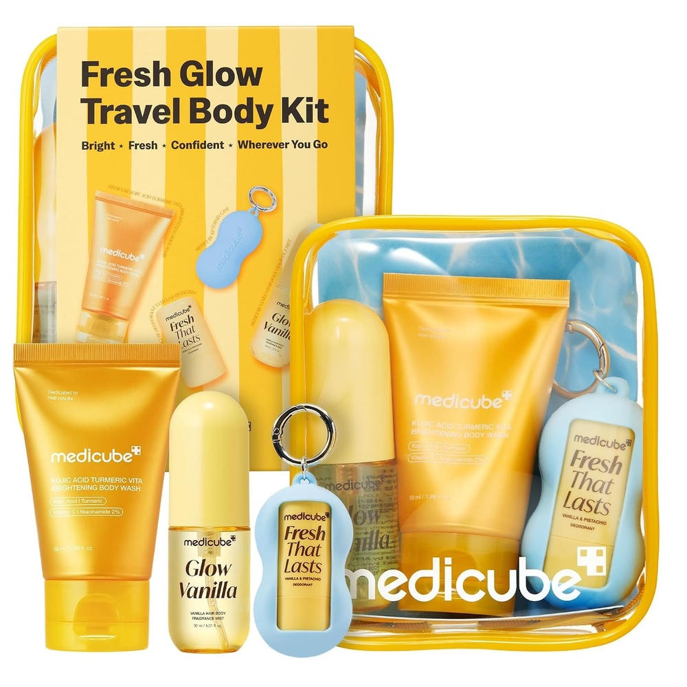 image:imagemedicube Fresh Glow Body Kit TravelReady Hair amp Body Set Mini body wash deodorant and hair amp body fragrance mist for fresh glow body Kojic Acid for Brightening