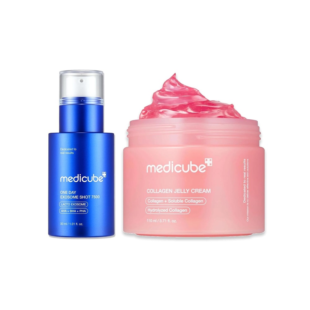 image:imagemedicube Glow Essential Care Duo Zero Exosome Shot 7500 PPM Spicule Facial Serum and Collagen Jelly Cream 110ml Korean Skincare Skincare Sets