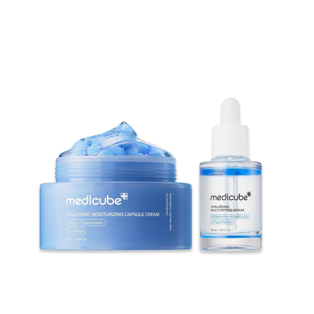 image:imagemedicube Hyaluronic Moisture Boosting Duo Hyaluronic Acid Capsule Cream and Hyaluronic Serum Set  Deep Hydration Moisture Lock and Plumping Care for Smooth Healthy and Dewy Skin