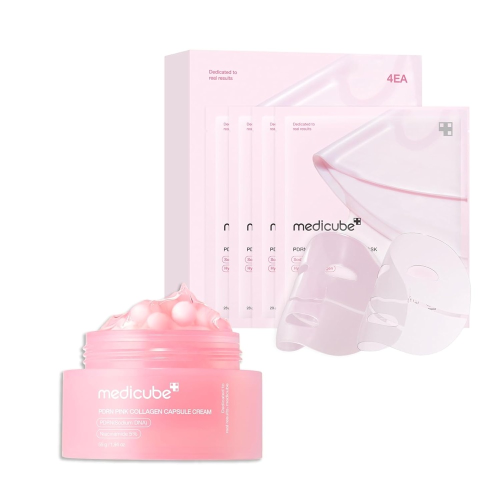 image:imagemedicube HydroRepair Mask Duo Salmon DNA PDRN Pink Collagen Capsule Cream and Salmon DNA PDRN pink collagen jelly gel mask 4ea