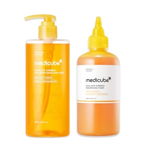 image:imagemedicube Kojic Acid Body Wash amp Tone Duo Kojc Acid Turmeric Brightening Body Wash and Smothing Toner for Face amp Body Shower 2 Step Routine for Clearer Brighter Body Skin