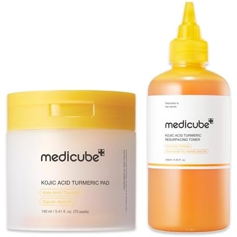 image:imagemedicube Kojic Acid Clarity Duo for Troubled Skin Kojic Acid Turmeric Clarifying Pad and Kojic Acid Turmeric Smoothing Toner for face amp body