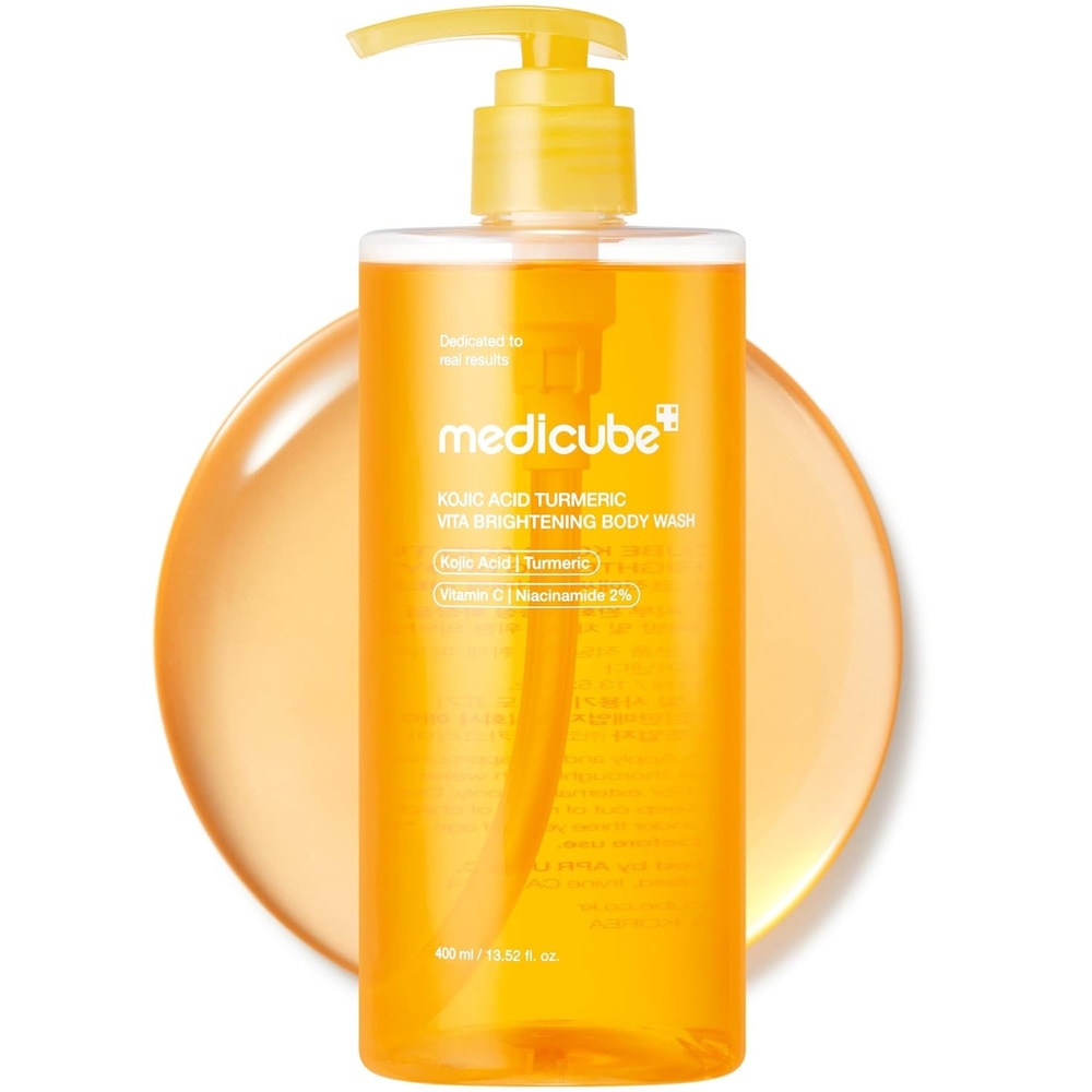 image:imagemedicube Kojic Acid Turmeric Brightening Body Wash Gentle Shower Gel for Uneven Skin Niacinamide Vitamin C AHABHA Deep Cleansing Hydrating Formula Easy and Effective 1352 floz1352 Fl Oz Pack of 1