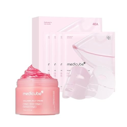 image:imagemedicube Pink Glass Glow Duo for Uneven skin Collagen Jelly Cream 110ml and Salmon DNA PDRN pink collagen jelly gel mask 4ea