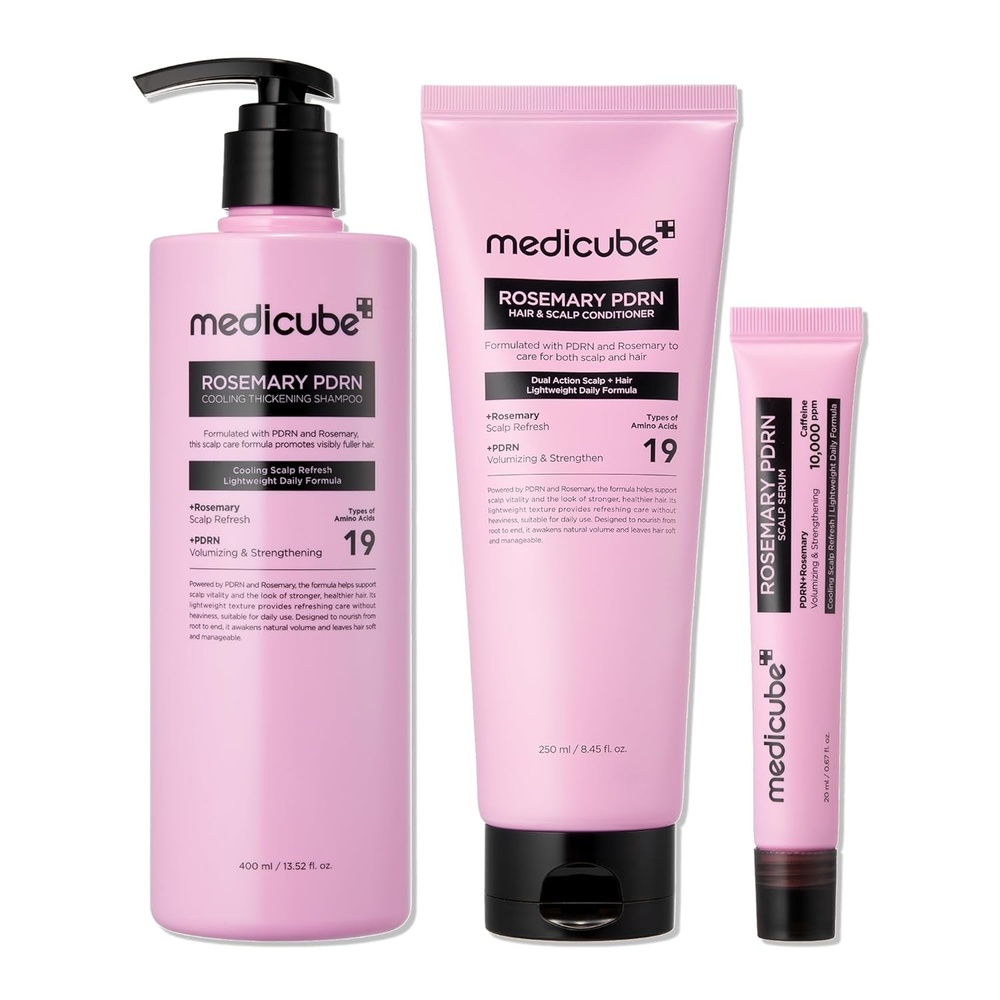 image:imagemedicube Rosemary PDRN Korean Hair Care Set Shampoo Conditioner amp Serum Amino Acids For Thicker Fuller DenserLooking Hair Cooling amp Soothing Scalp Care for FlakeProne Scalp 3 Step Routine