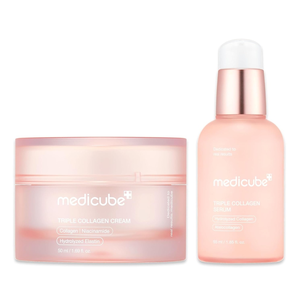 image:imagemedicube Triple Collagen Nourish and Hydrate Duo Triple Collagen Cream and Triple Collagen Serum Niacinamide Hyaluronic Acid for Glowing FimerLooking Skin Korean Skincare Gifts for Women