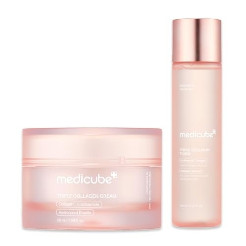 image:imagemedicube Triple Collagen Prep and Glow Duo Triple Collagen Cream and Triple Collagen Toner Hyaluronic Acid Premium Elastin for Boosting Skins Moisture Barrier Korean Skincare