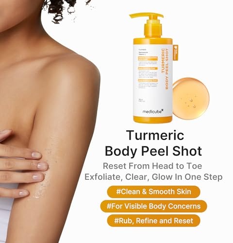 image:imagemedicube Body Smoothing amp Clarifying Duo Turmeric Body Peel Shot amp Kojic Acid Toner Pads Gentle Body Exfoliation amp Texture Care
