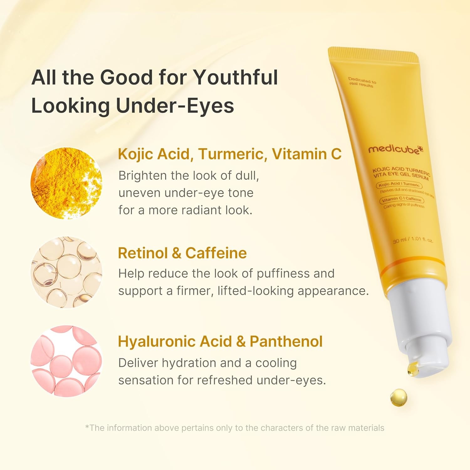 image:imagemedicube Eye Serum with Kojic Acid Turmeric AllDay Brightening Eye Gel Serum Refreshing Eye Care with Vitamin C Retinol amp Caffeine Hydrating amp Cooling Formula Korean Skincare 101 floz101 Fl Oz Pack of 1