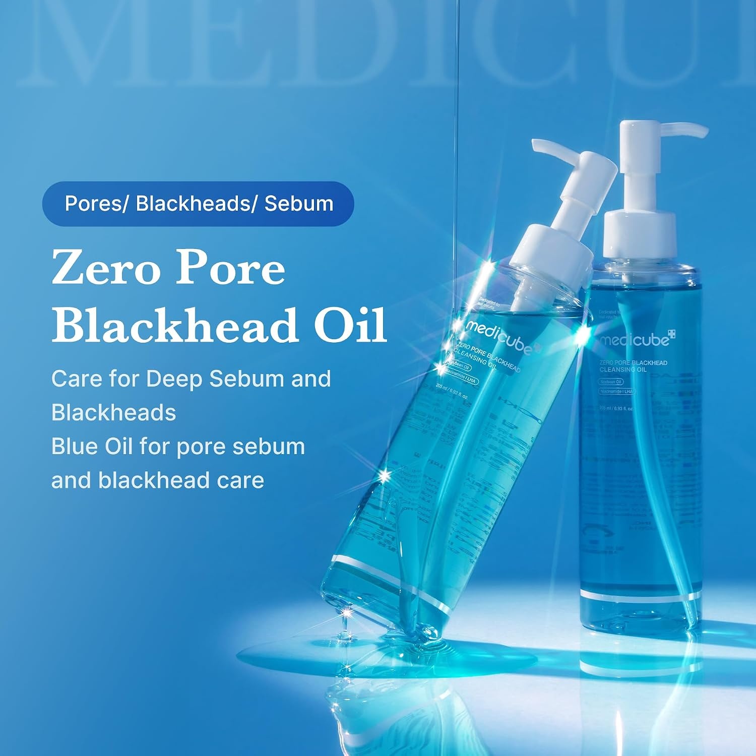 image:imagemedicube Glass Glow Flawless Pore Care Duo Zero Pore Blackhead Cleansing Oil and Zero Pore Toner
