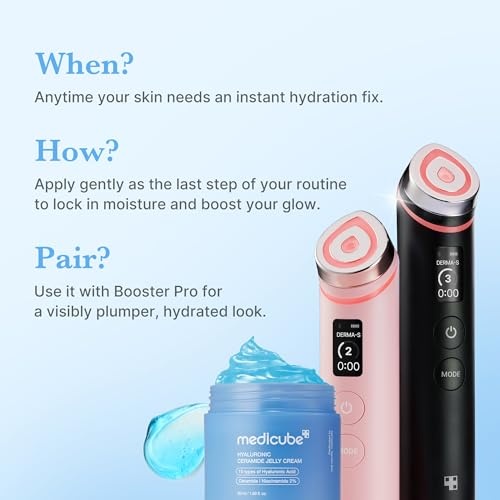 image:imagemedicube Hydration Boost Facial Device Set Hyaluronic Acid Moisturizing Jelly Cream and Booster Pro Black For Radiant and FirmerLooking Glow Home Care Korean Skincare