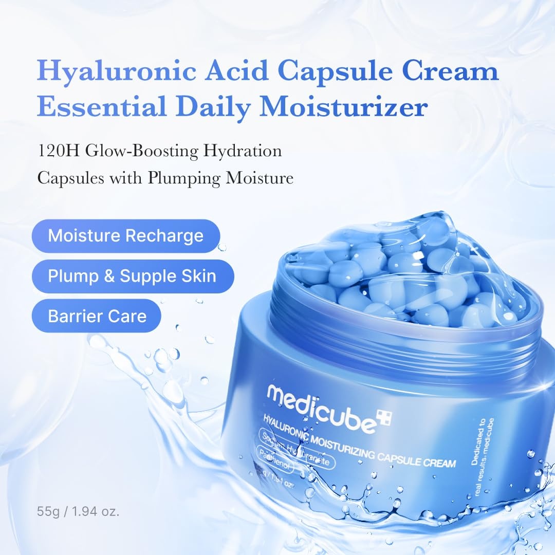 image:imagemedicube Hydration amp Calm Facial Device Set Booster Pro Black and Hyaluronic Acid Capsule Cream for Radiant and FirmerLooking Glow and Soothing Care Korean Skincare