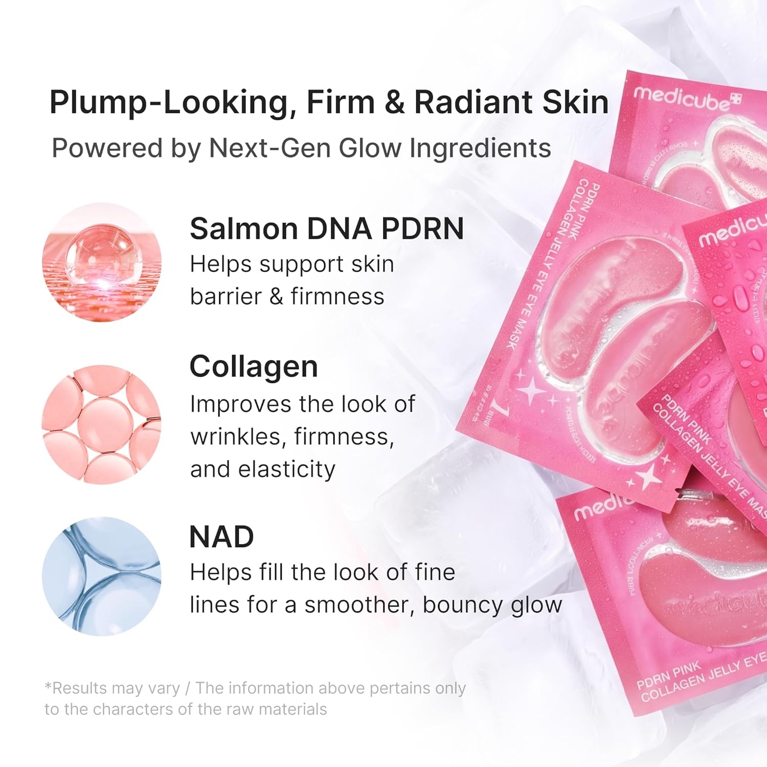 image:imagemedicube Jelly Eye Mask PDRN Pink Collagen Hydrogel Eye Patches with PDRN Collagen NAD Refreshing for Puffy Tired Eyes Firming for Look of Wrinkles Fine Lines Korean Skincare 28 PairsPDRN 6 Pairs