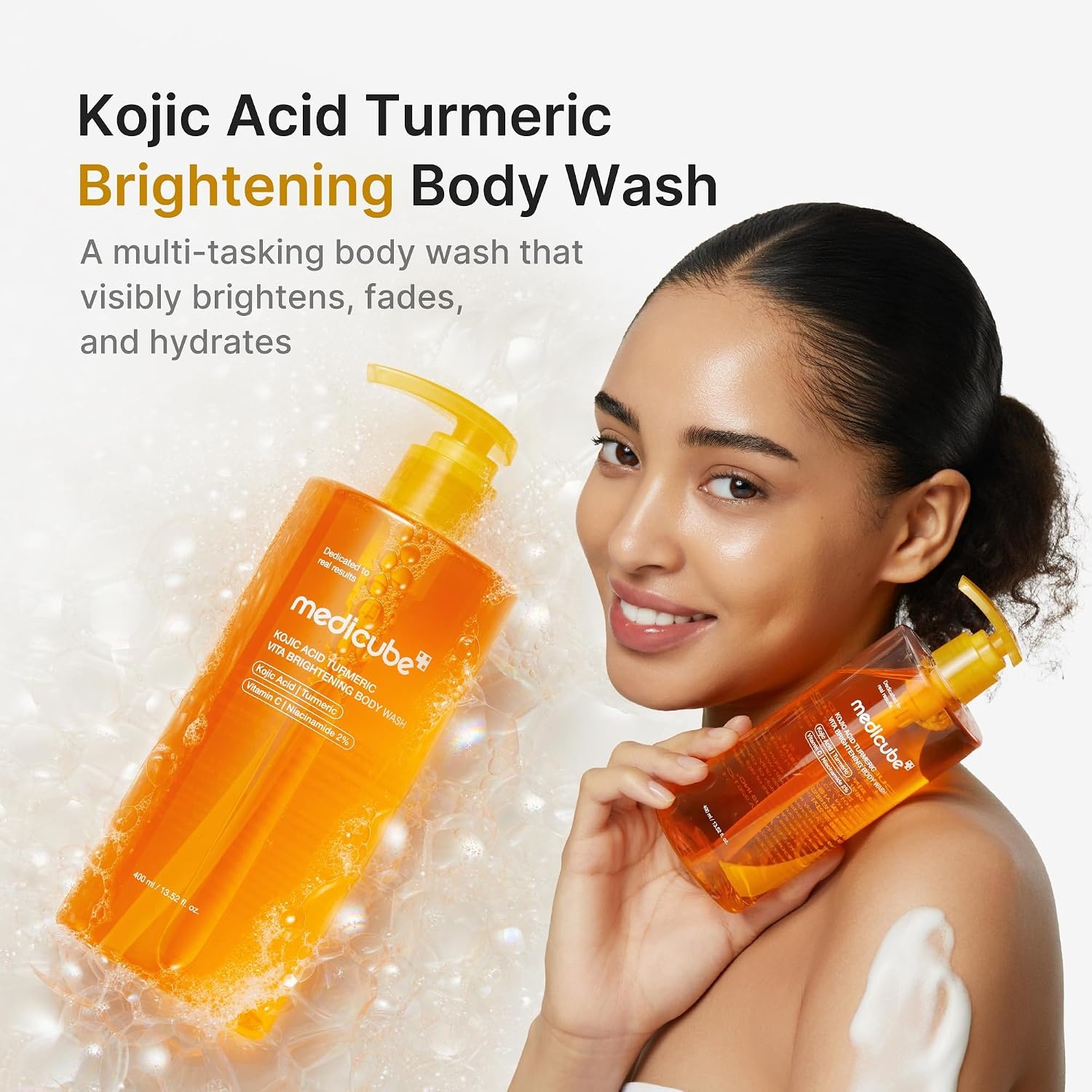 image:imagemedicube Kojic Acid Body Wash amp Tone Duo Kojc Acid Turmeric Brightening Body Wash and Smothing Toner for Face amp Body Shower 2 Step Routine for Clearer Brighter Body Skin