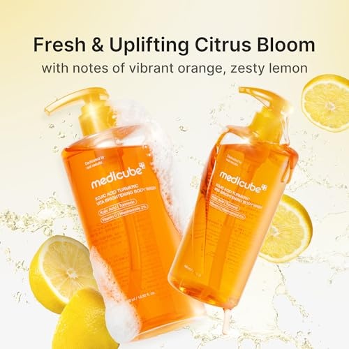 image:imagemedicube Kojic Acid Body Wash amp Tone Duo Kojc Acid Turmeric Brightening Body Wash and Smothing Toner for Face amp Body Shower 2 Step Routine for Clearer Brighter Body Skin