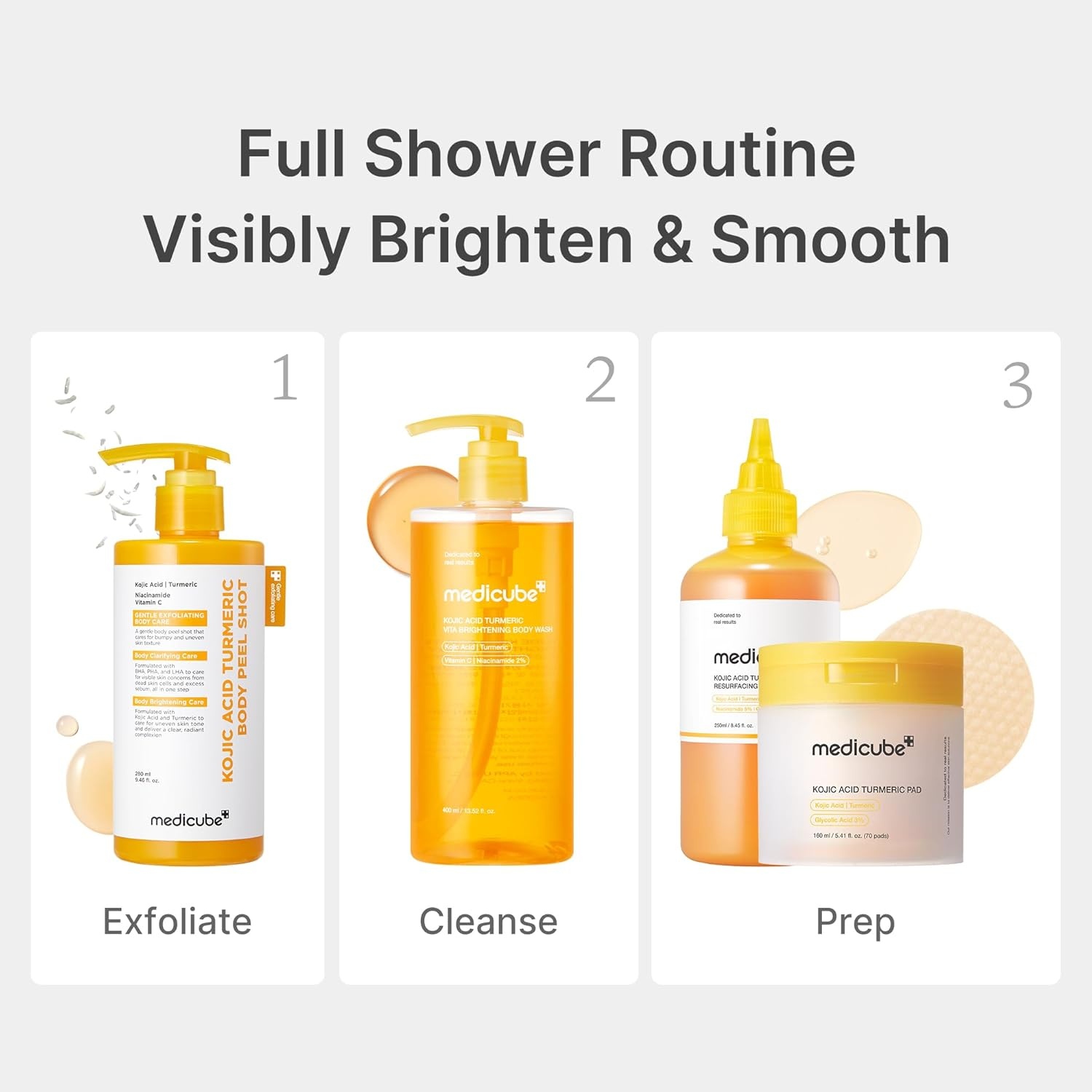 image:imagemedicube Kojic Acid Turmeric Brightening Body Wash Gentle Shower Gel for Uneven Skin Niacinamide Vitamin C AHABHA Deep Cleansing Hydrating Formula Easy and Effective 1352 floz1352 Fl Oz Pack of 1