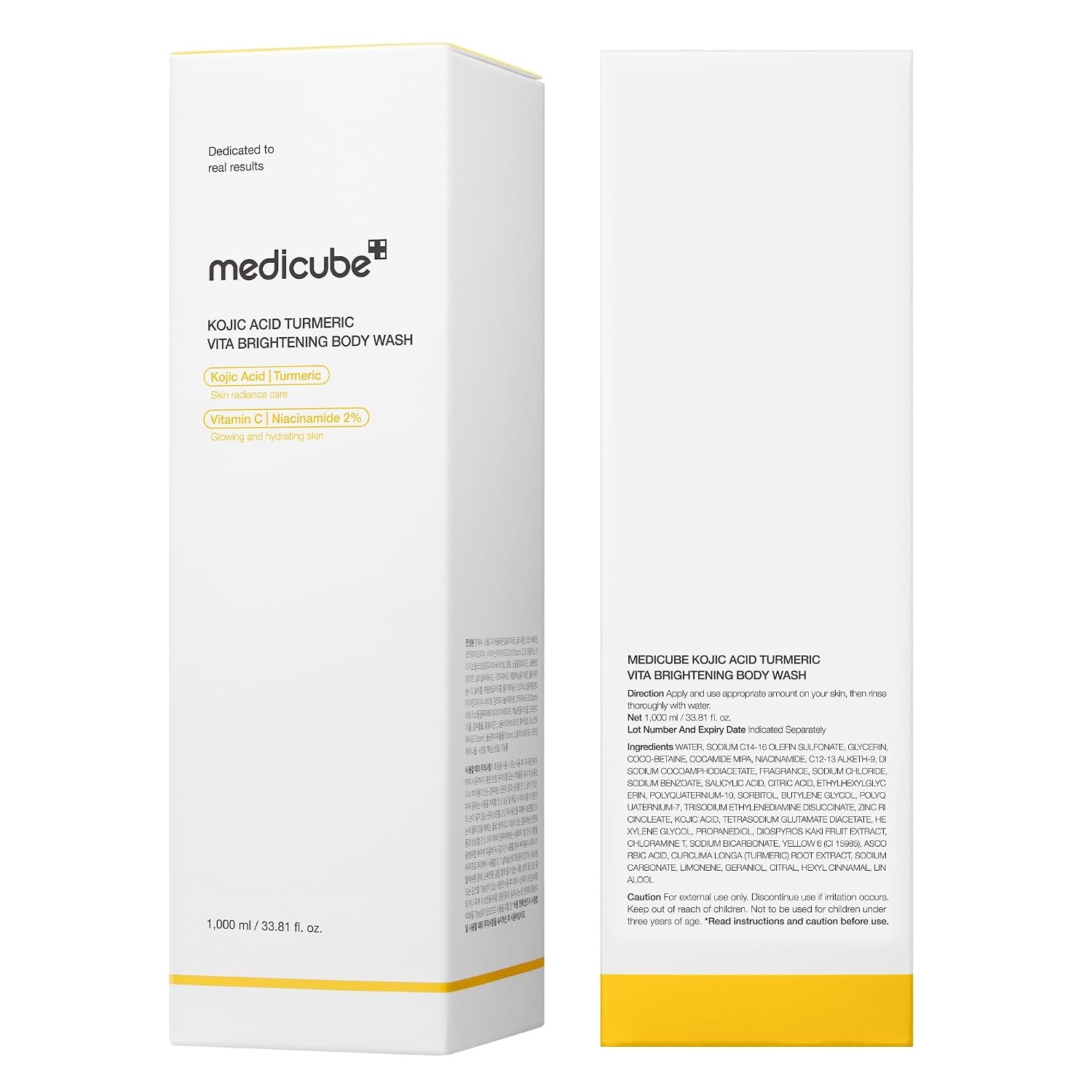 image:imagemedicube Kojic Acid Turmeric Brightening Body Wash Gentle Shower Gel for Uneven Skin Niacinamide Vitamin C AHABHA Deep Cleansing Hydrating Formula Easy and Effective 1352 floz3381 Fl Oz Pack of 1