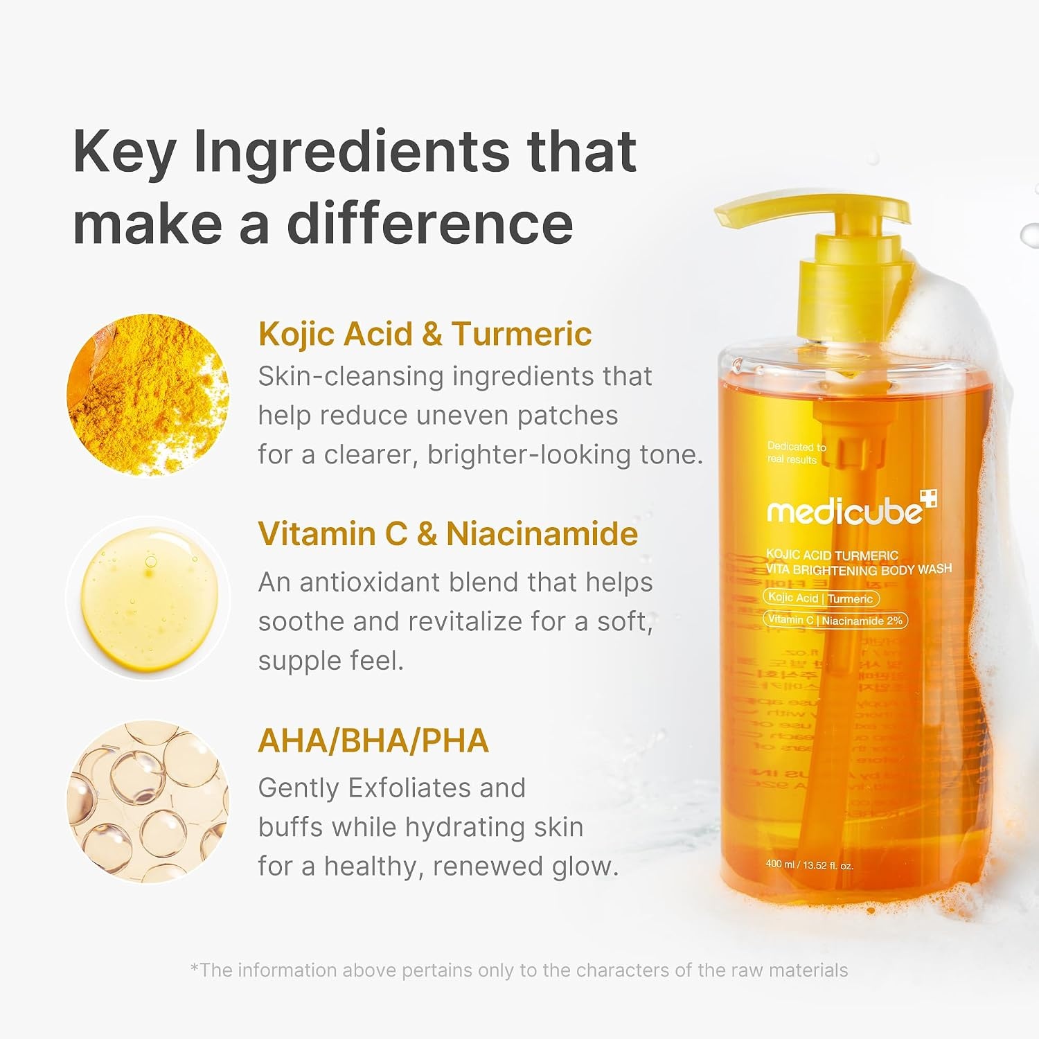 image:imagemedicube Kojic Acid Turmeric Brightening Body Wash Gentle Shower Gel for Uneven Skin Niacinamide Vitamin C AHABHA Deep Cleansing Hydrating Formula Easy and Effective 1352 floz3381 Fl Oz Pack of 1