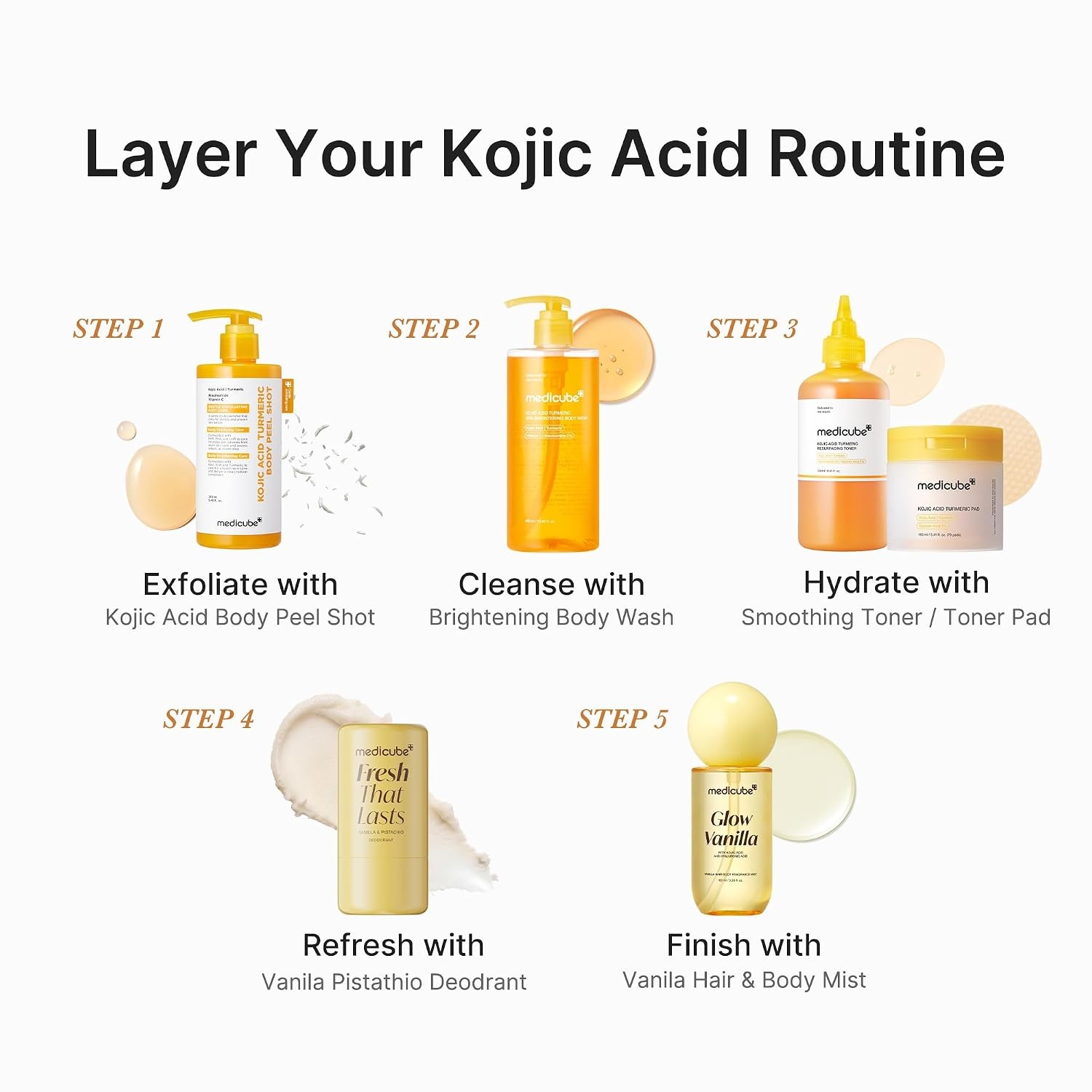 image:imagemedicube Kojic Acid Turmeric Brightening Body Wash Gentle Shower Gel for Uneven Skin Niacinamide Vitamin C AHABHA Deep Cleansing Hydrating Formula Easy and Effective 1352 floz3381 Fl Oz Pack of 1